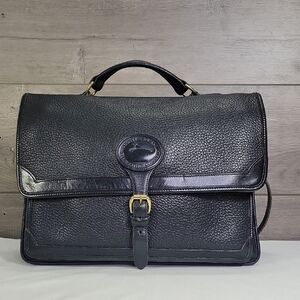Vintage Dooney & Bourke Black Pebble Leather Briefcase Bag